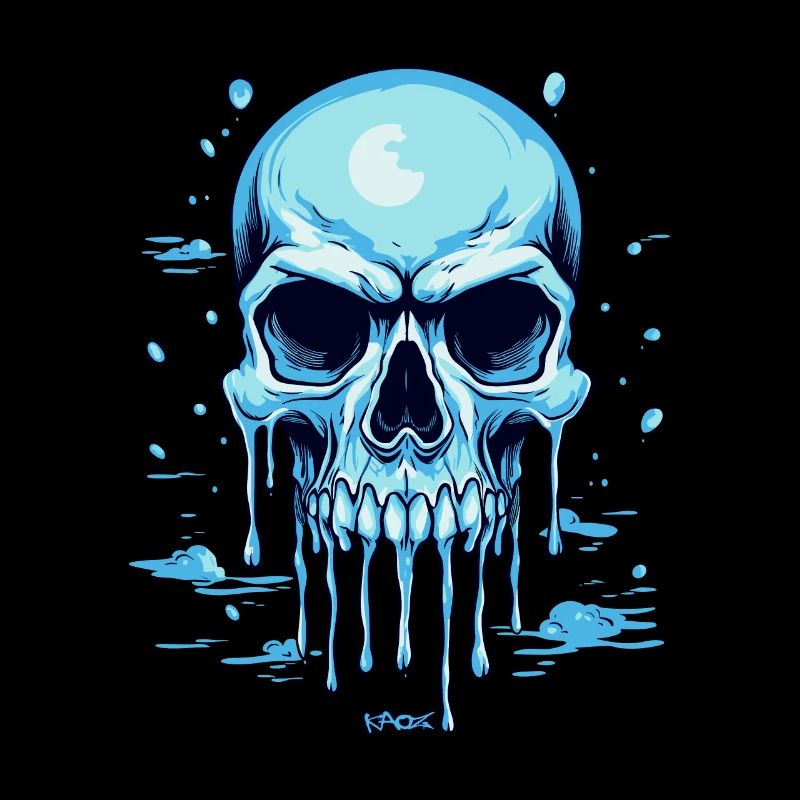 A blue melting skull