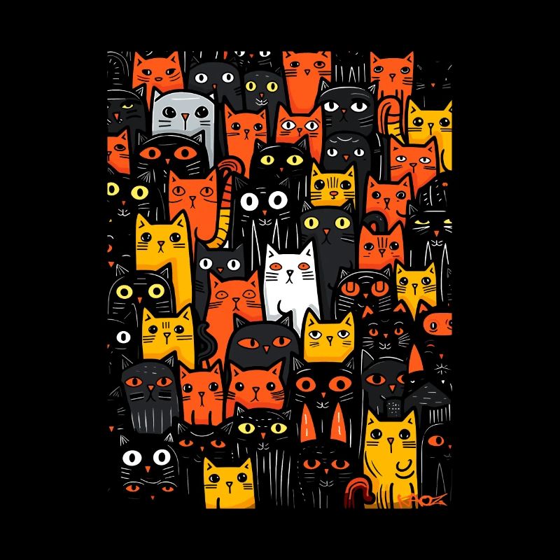 Beaucoup de chats des rues de dessins animés