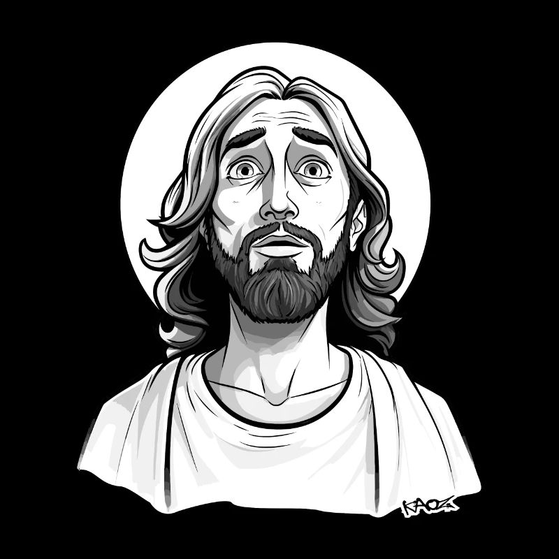 Aïe, un gars ressemblant à Jésus avec une auréole