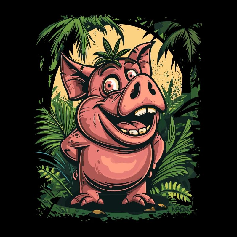 Funny Happy Jungle Forest Pig