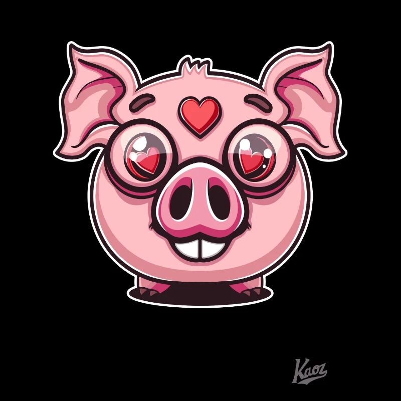Mignon petit cochon d’amour avec des coeurs