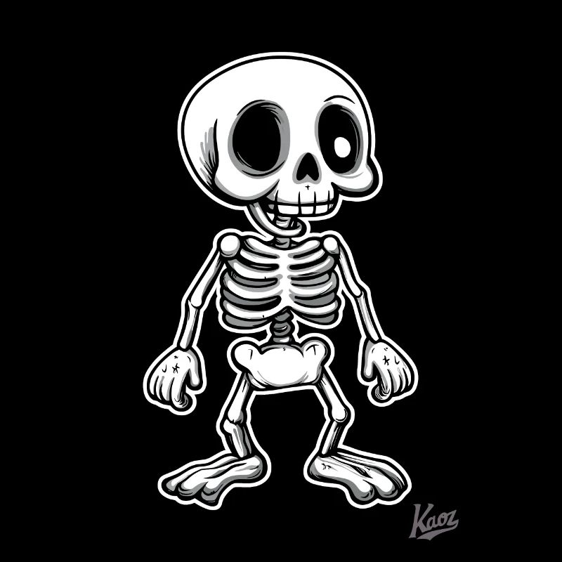 Funny cartoon retro skeleton