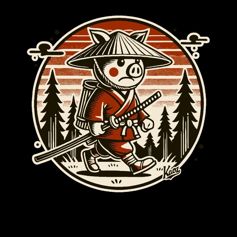 Samurai pig Ronin on the move