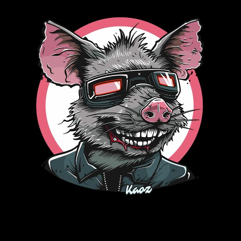 Coole Ratte mit Brille und Lederjacke