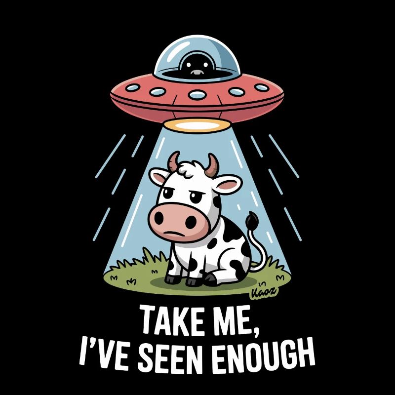 Cow with UFO and Light Beam Alien Abduction