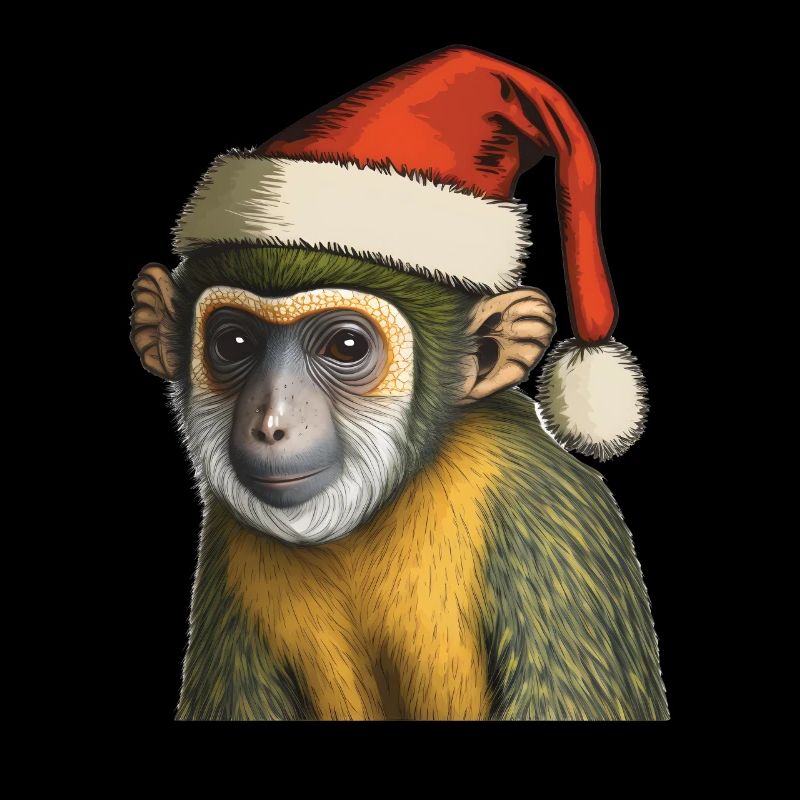 Skull monkey with Christmas hat Monkey Christmas