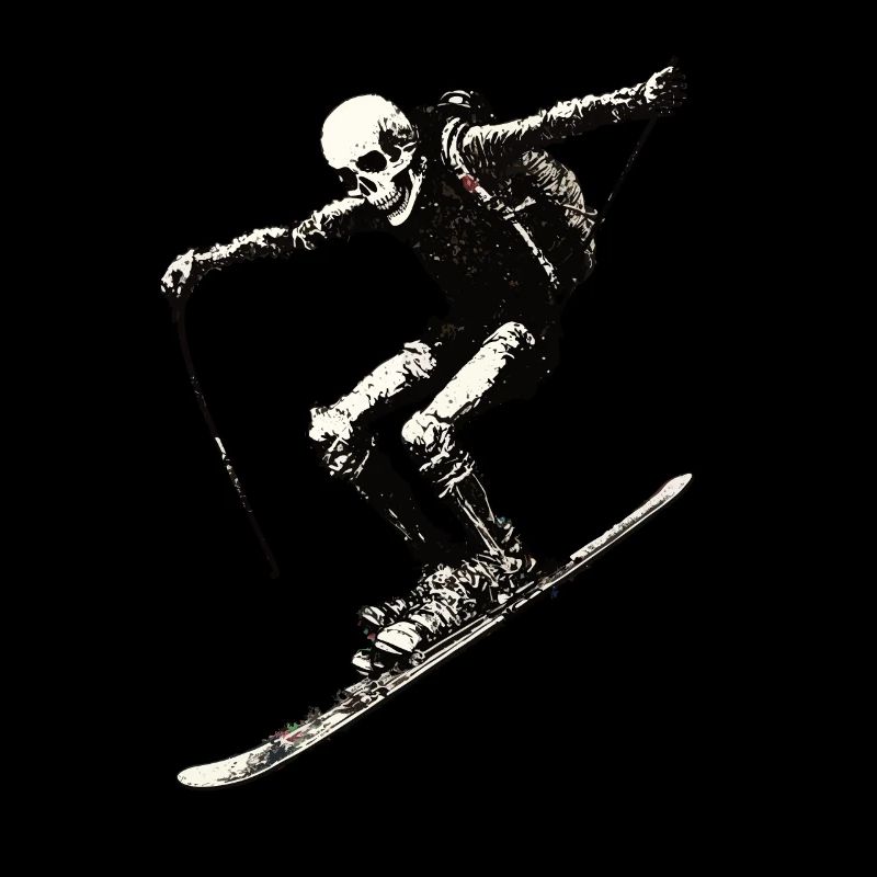 Graffiti squelette sur snowboard ski
