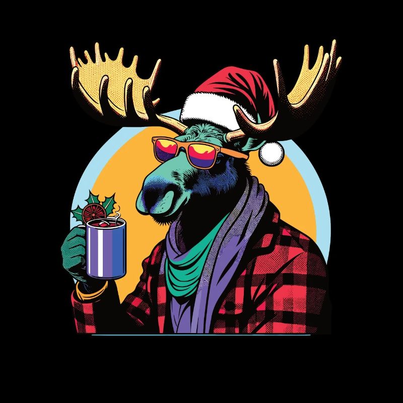 Pop Art Moose Reindeer Christmas Mulled Wine Drink