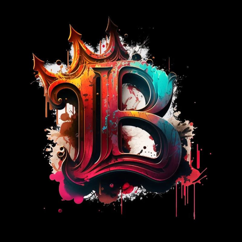 Graffiti Buchstabe B bunt mit Krone