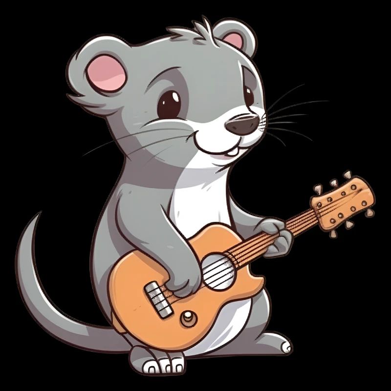 Cute mongoose playing guitar