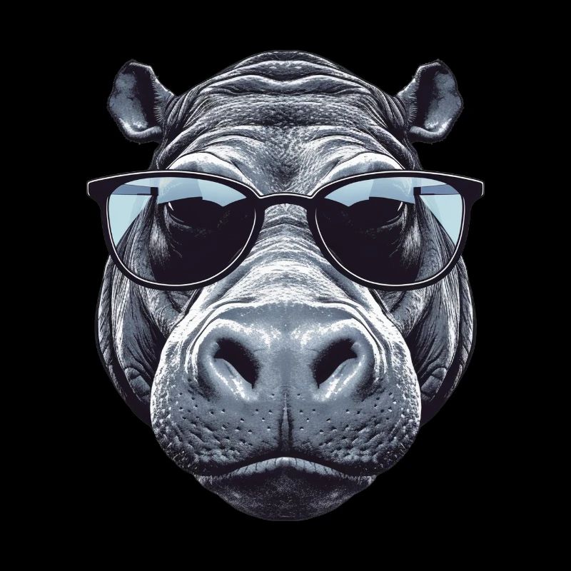 Hippo face with sunglasses
