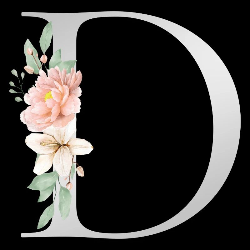 Customizable Monogram D Floral