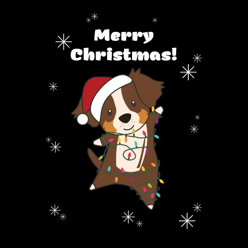 Australian Shepherd Merry Christmas Winter
