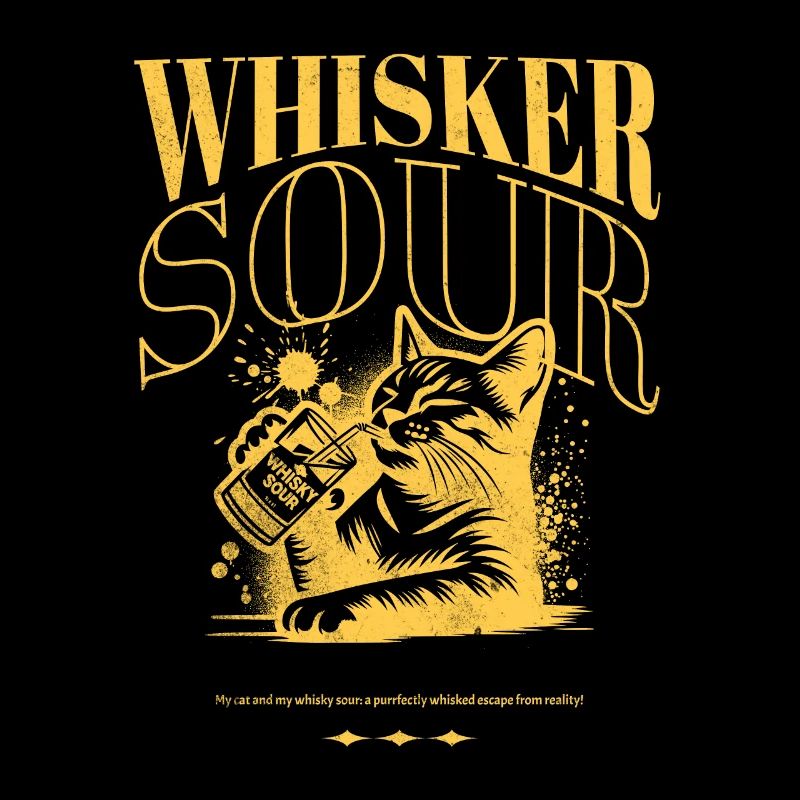 Chat aigre à moustaches avec design de boisson
