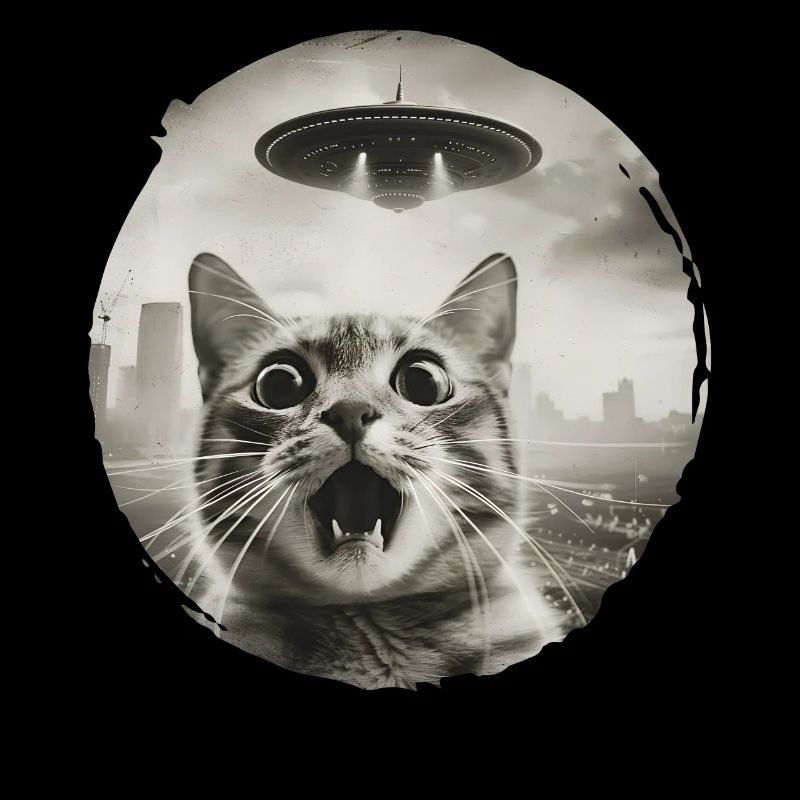 Chat surpris par le design d’une rencontre avec un OVNI