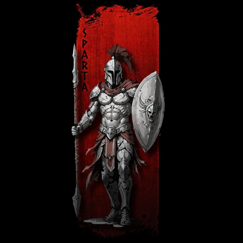 Guerrier spartiate avec lance et bouclier