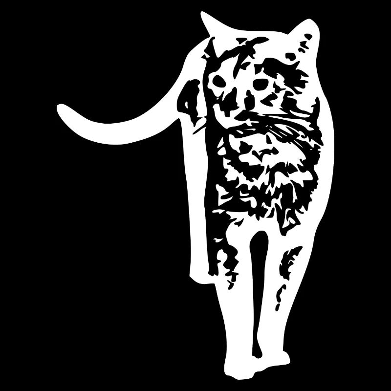 Chat White Silhouette Cadeau Cat Lover