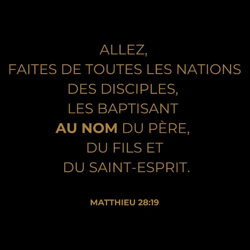 MATTHIEU 28 : 19 - VERSET DE LA BIBLE - Couleur or