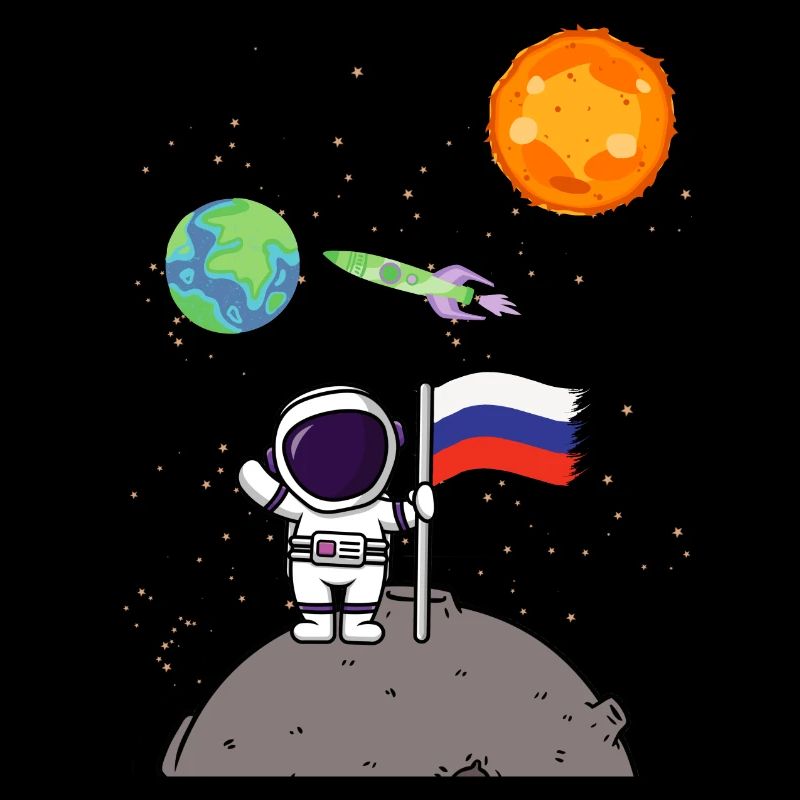 Planète Russie Drapeau Lune Astronaute