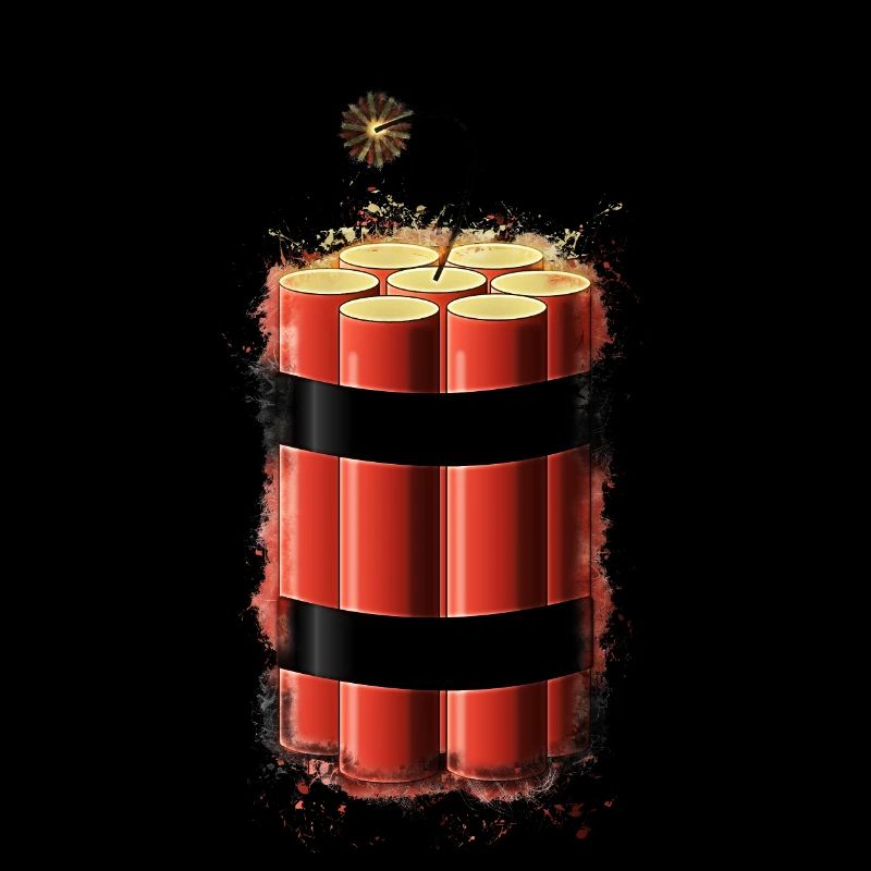 Bomb dynamite bright glowing