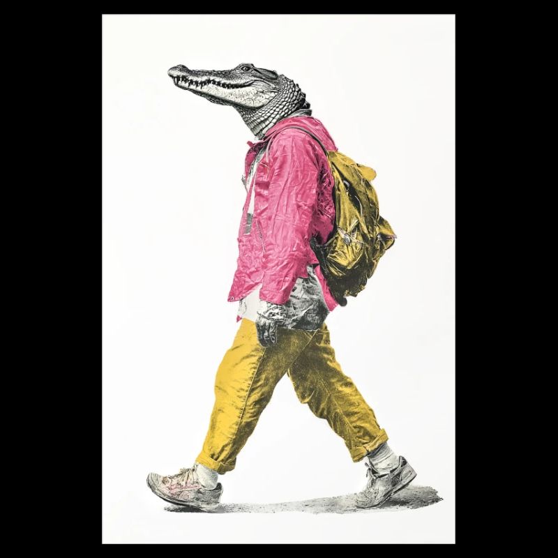 Street style alligator with backpack