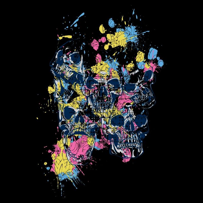 skulls on coloured stains