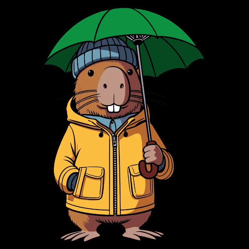 Comic Capybara Rain Jacket Hat Umbrella Yellow