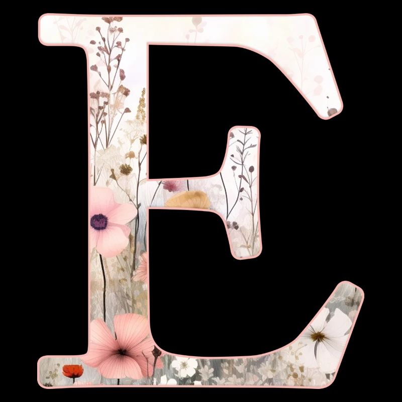 Customizable Monogram E Floral Pattern