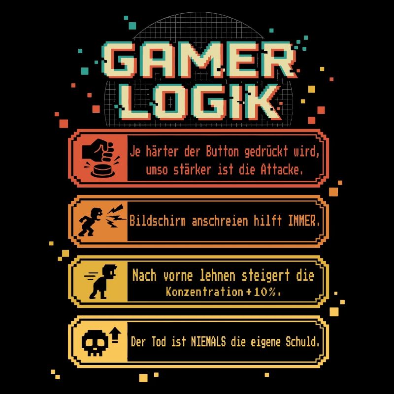 Gamer Logic Design Jeu Drôle Rétro Pixel