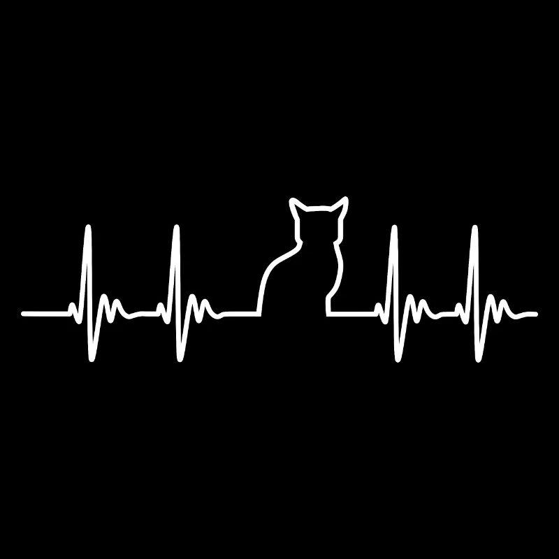 Cat silhouette heartbeat pulse kitten gift