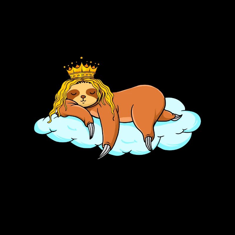 Sleeping sloth with crown