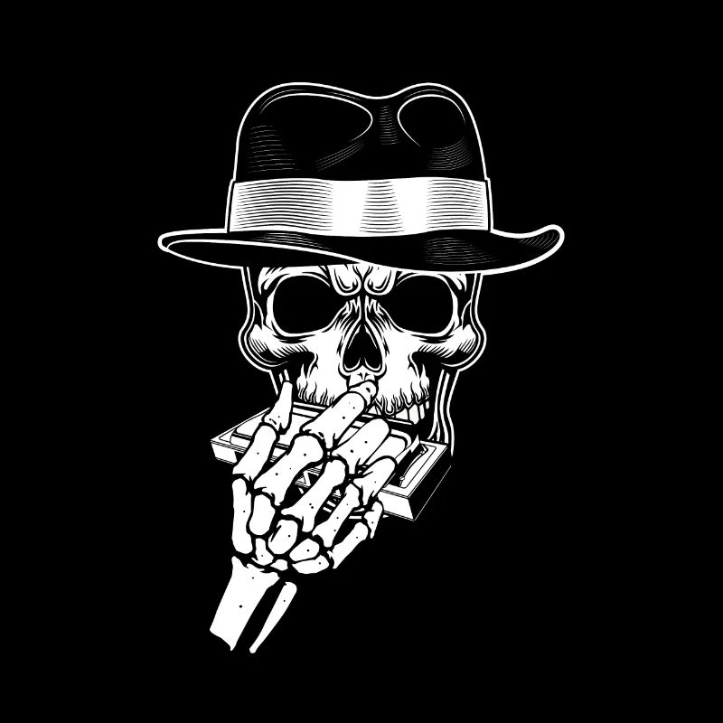 Skull Harmonica Blues Music Instrument Sound Gift