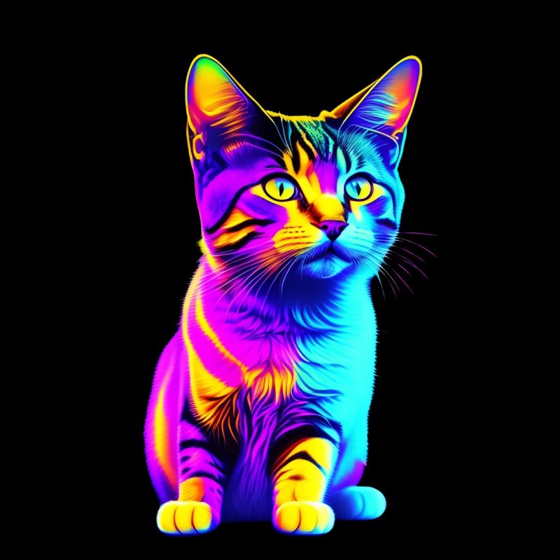 Chaton arc-en-ciel coloré