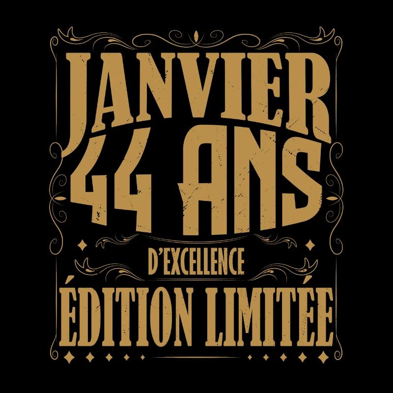 Janvier 44 ans. Cadeau 44 ans janvier anniversaire