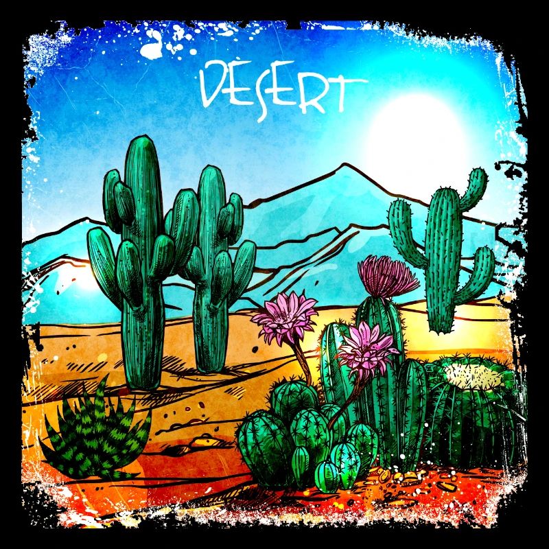 Cacti in a desert landscape