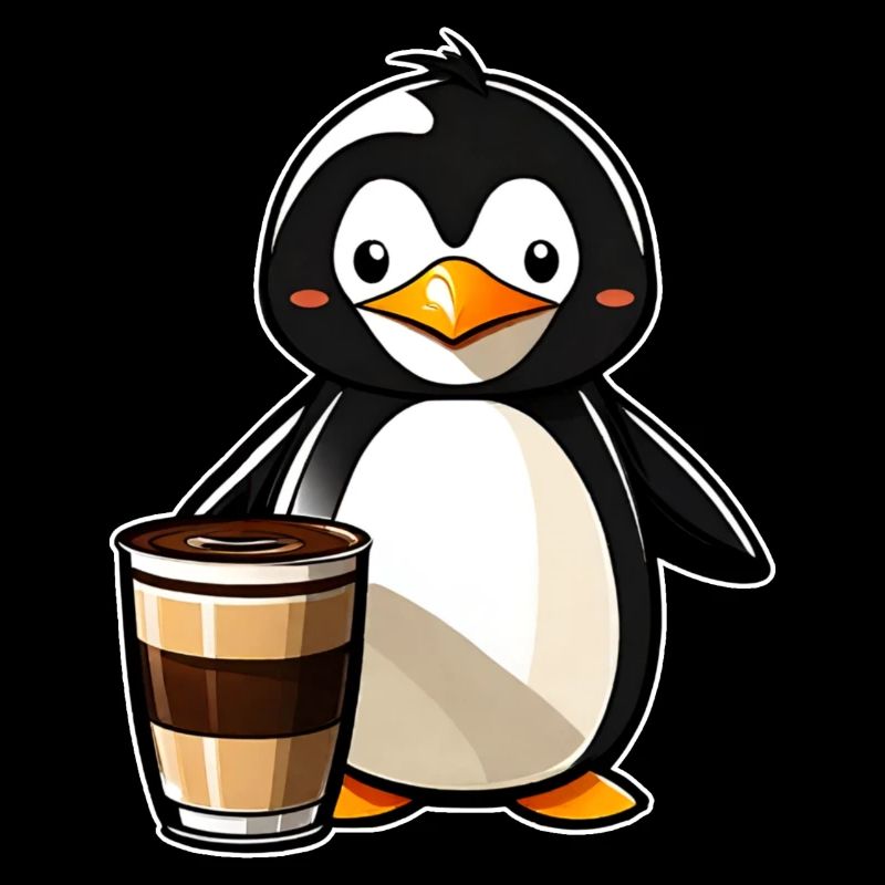 Niedlicher Pinguin mit Kaffee V