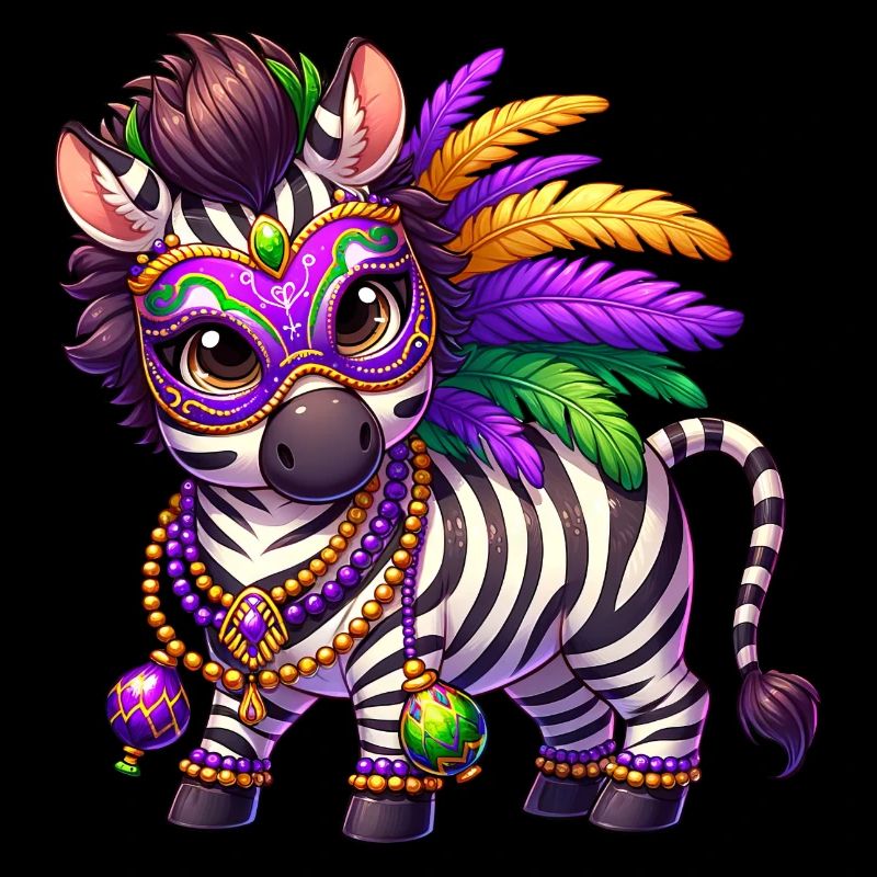 Mardi Gras Zebra Comic Cute