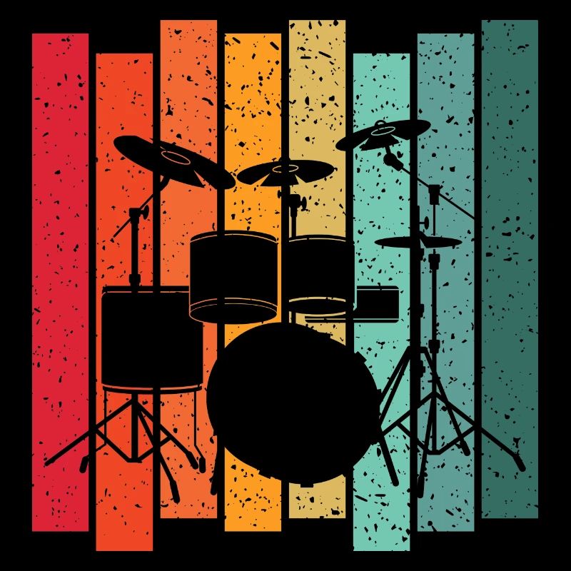 Retro Drummer Drumset Drums Drummer