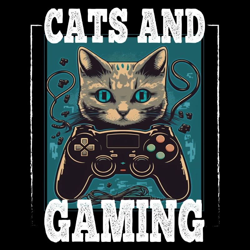 Cats and Gaming Katze Kätzchen Controller Zocken