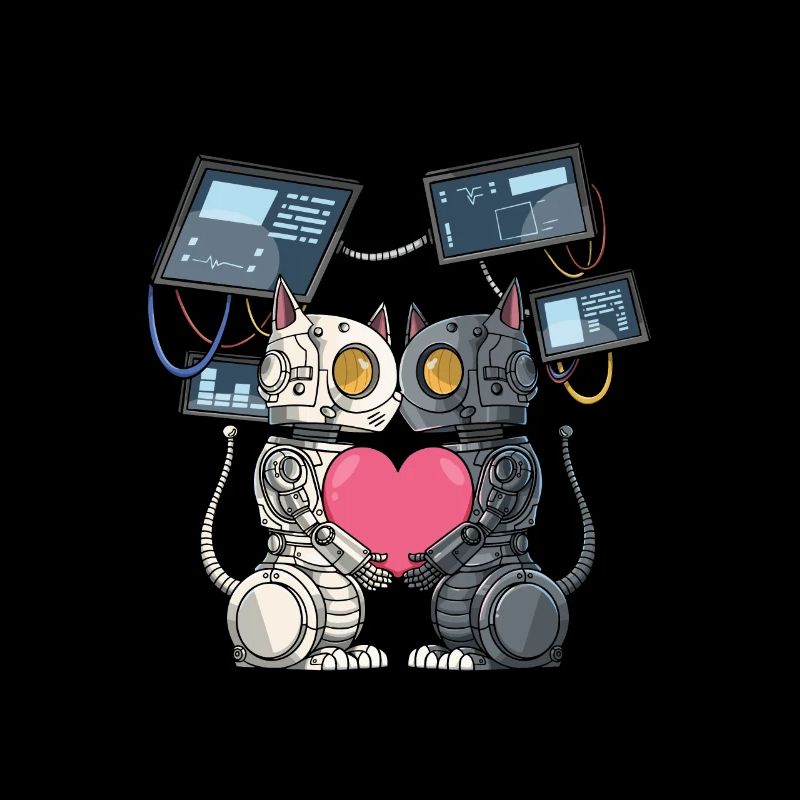 Robot cat in love with a robot engineer