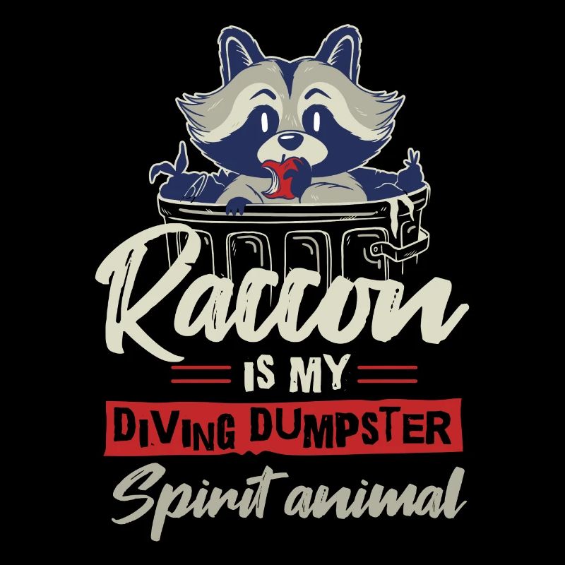 Raccoon lover garbage collecting garbage containers