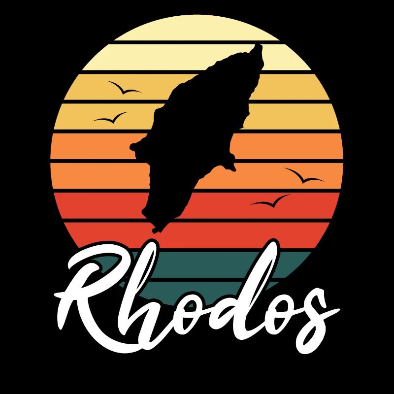 Rhodes Island Map Greece Retro Gift