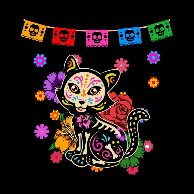 Jour du chat de couleur mort mexicain