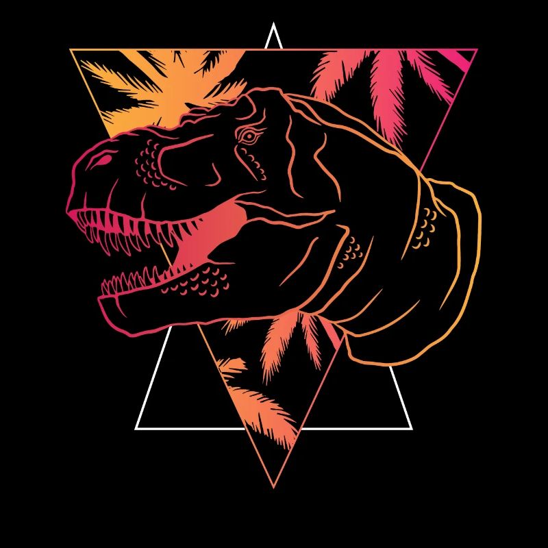 T-Rex Neon Triangle Artwork Gift