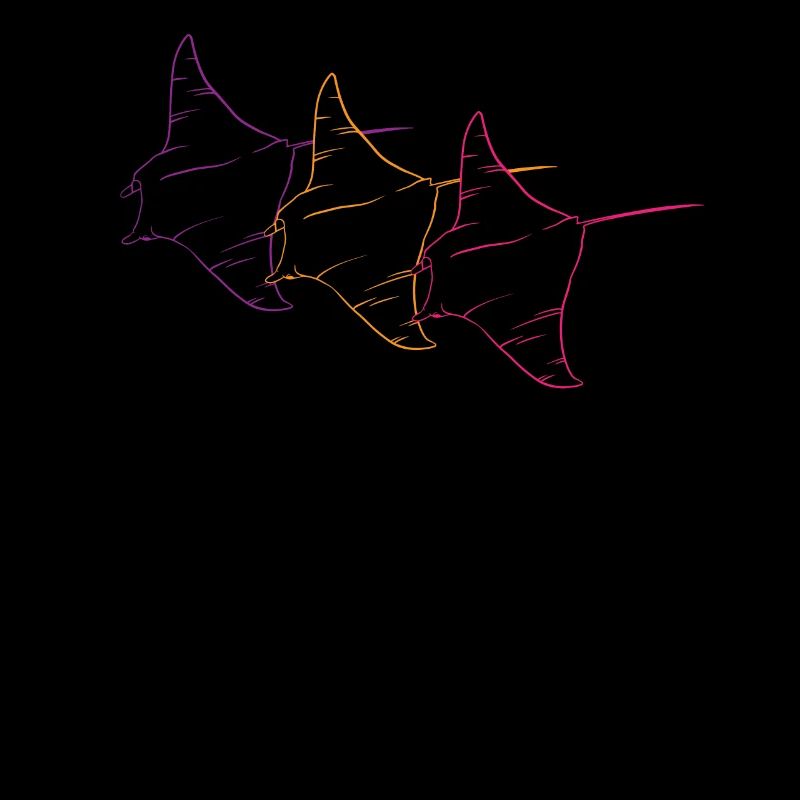Trio Manta Rays Neonkontur