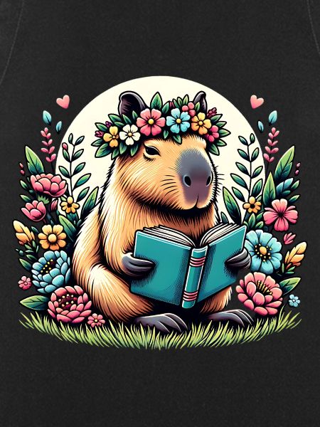 Cute Capybara Reading Book
