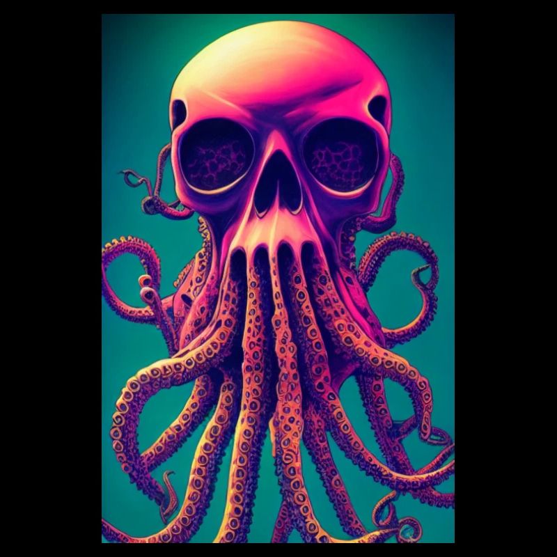 Crâne Crâne Fleurs Tatouage Octopus Octopus Octopus