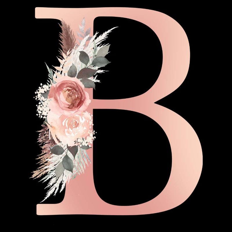 Personalisierbar Monogramm B Blumen Boho
