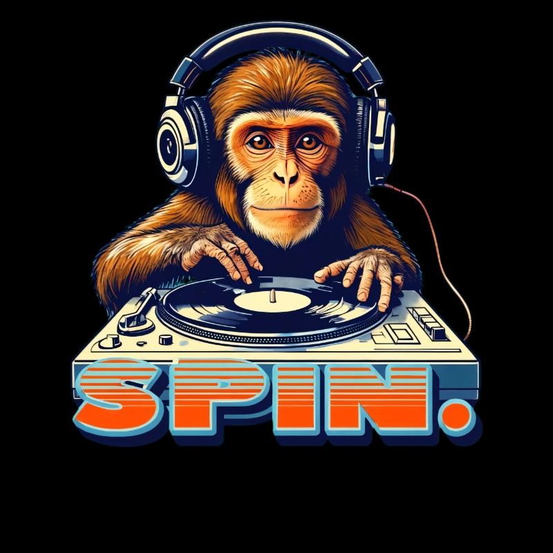 Funny Monkey DJ 90s Retro Disco Style