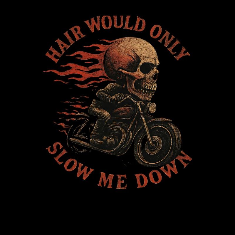 Bald Biker Skull Motorcycle Rider Funny Graphic